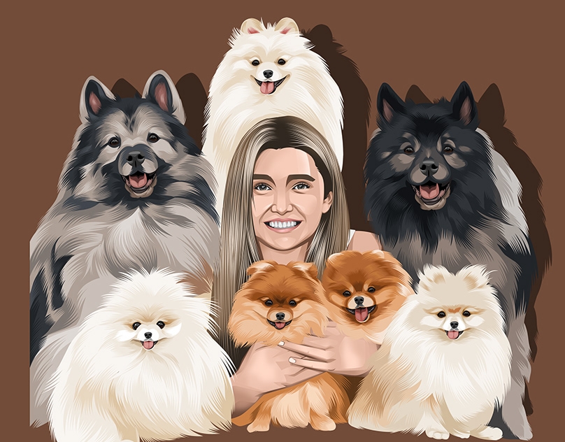 Vector-Sketch-of-Way-Too-Many-Dogs